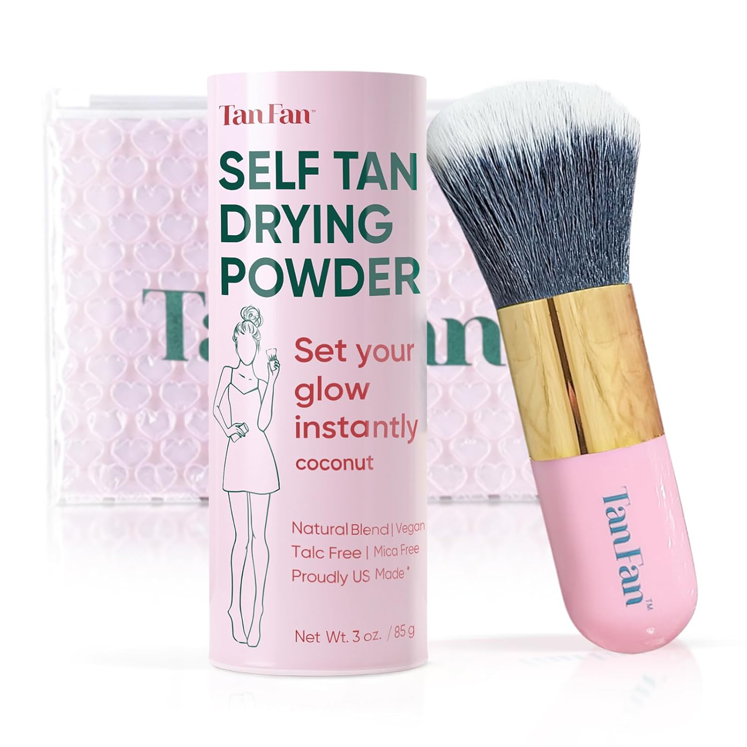 Tan Fan Self Tan Drying Powder Kit – the perfect set for a smooth, mess-free tan.