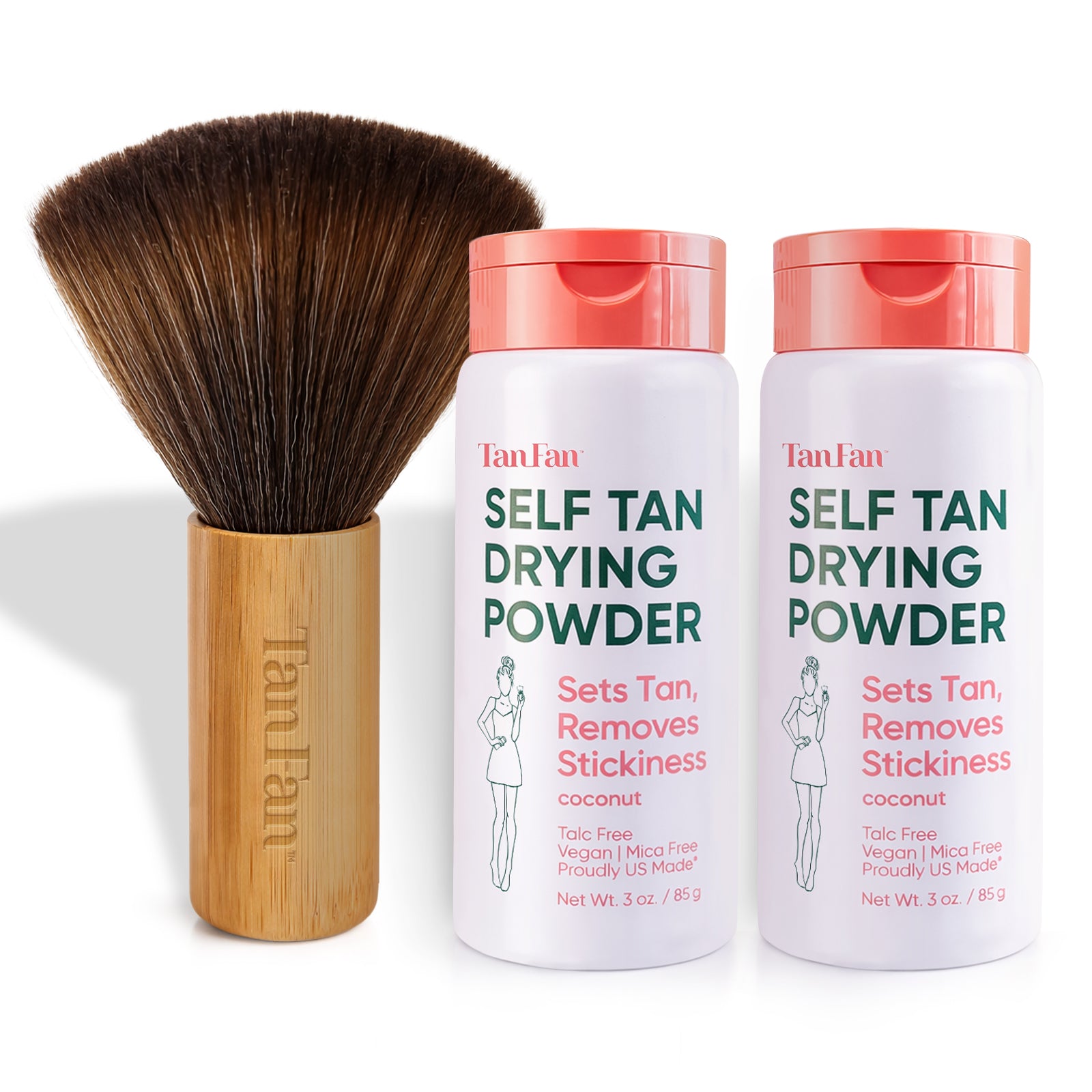 Self Tan Drying Powder (2 Pack) + Eco Bamboo Brush