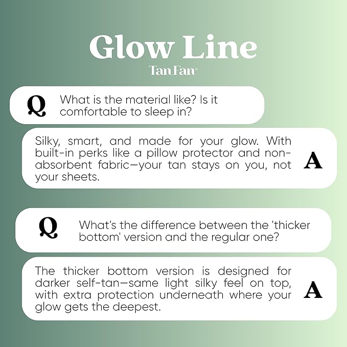 Glow Line Tan Fan product description on a green background