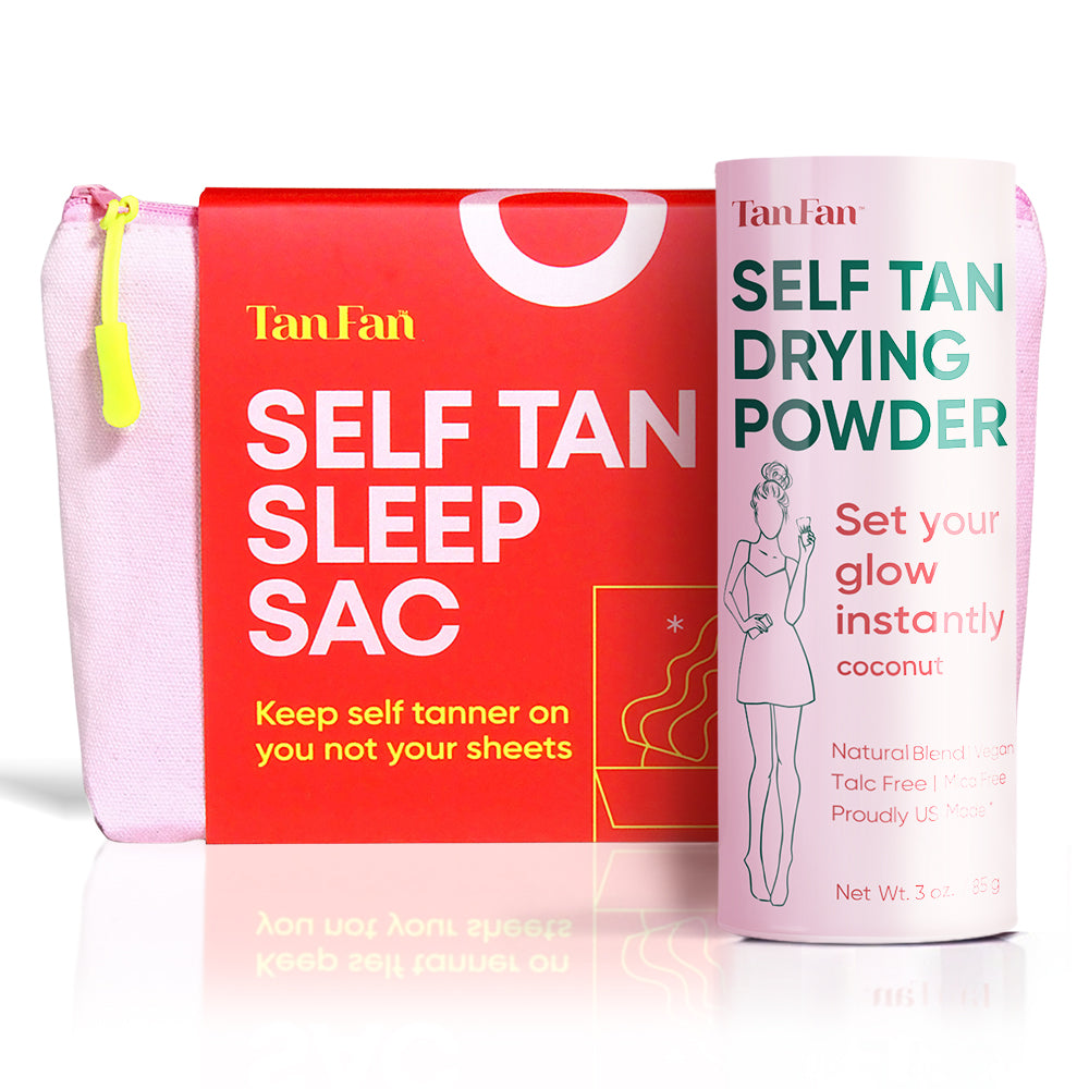 Pink Sleep Sac and Powder Kit – the perfect pair for mess-free self-tanning.
