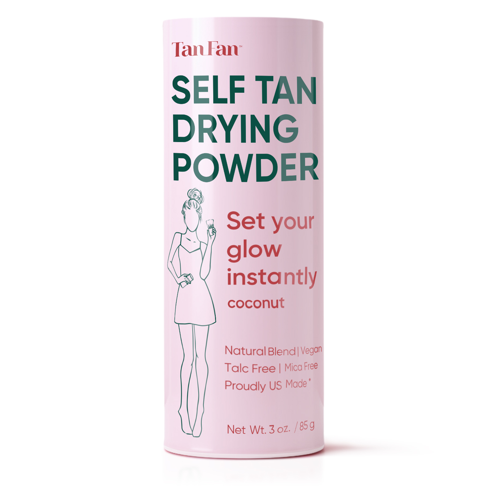 Tan Fan Self Tan Drying Powder keeps self-tanner fresh, dry, and smudge-free.
